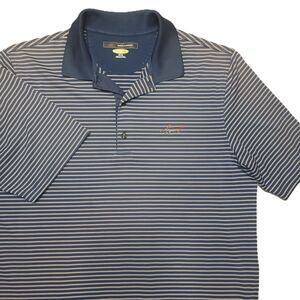 Greg Norman Men's Size M Shirt Play Dry Blue Striped Short Sleeve Polo Golf